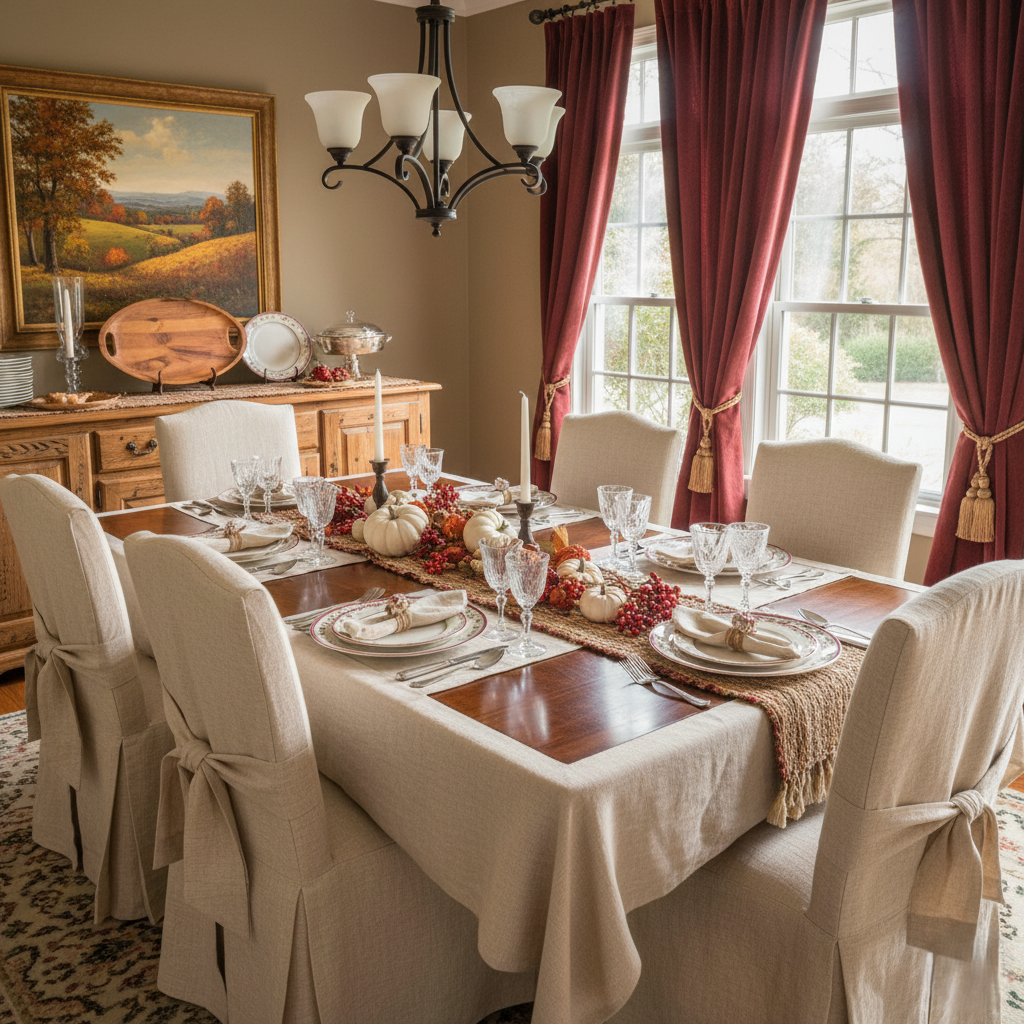 A beautiful set of dinning table and chairs to host holiday celebrations