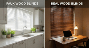 Faux wood and real wood blinds in Herndon, Virginia